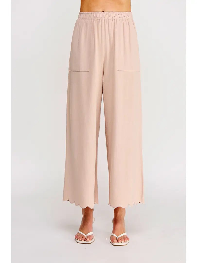 Sacha Linen Blend Scallop Edge Pant