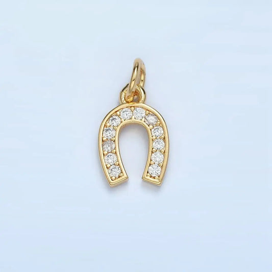24K Gold Filled Cz Horseshoe Charm