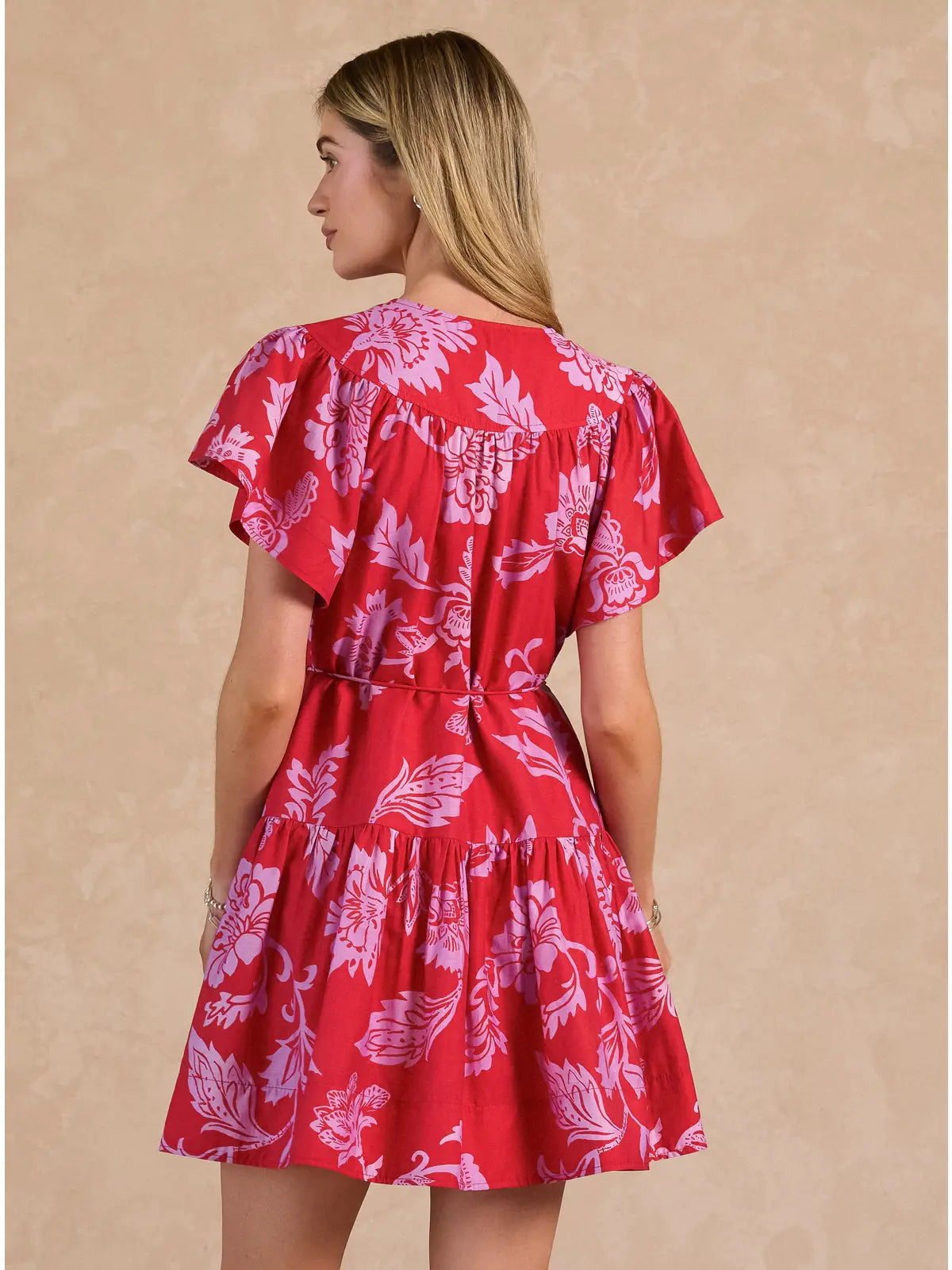 Allyson Floral Printed Flutter Sleeve Mini Dress