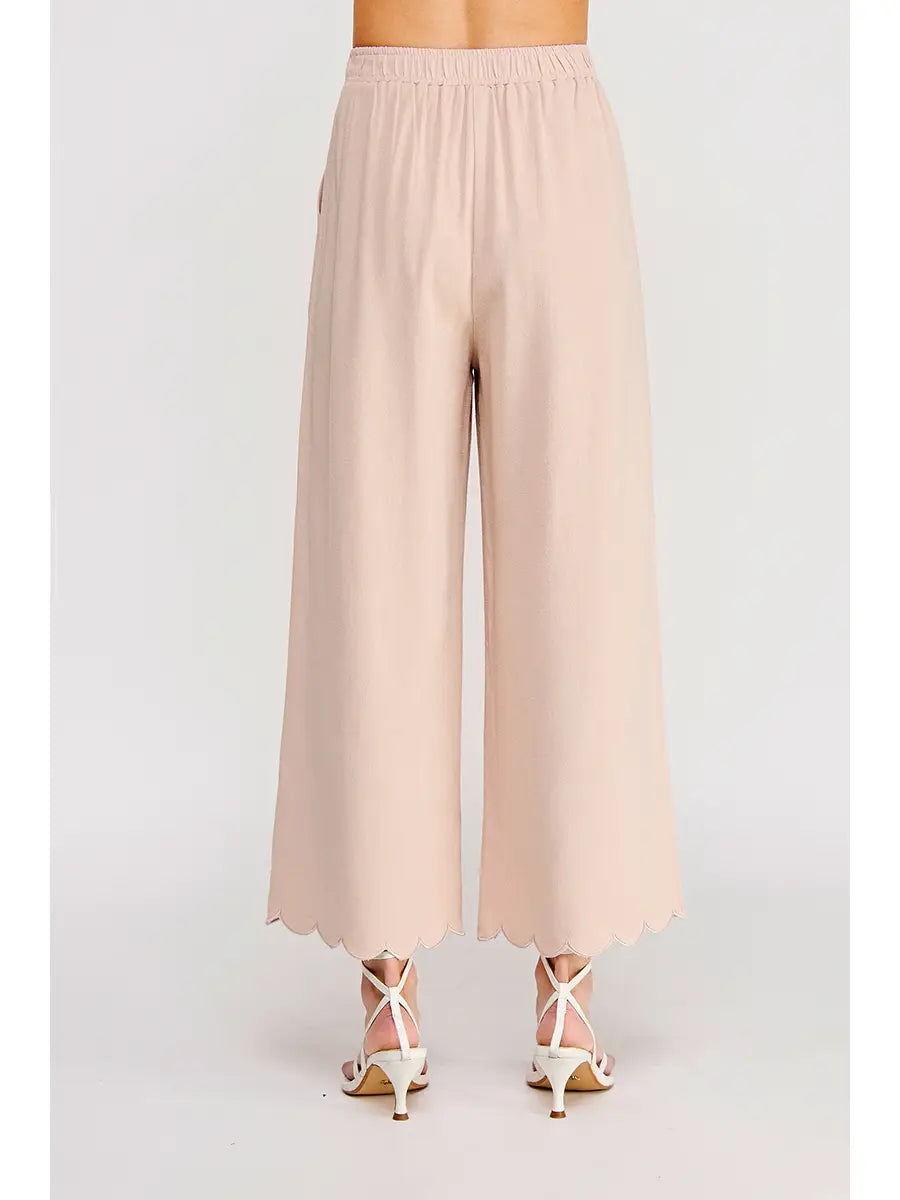 Sacha Linen Blend Scallop Edge Pant