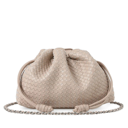 Cinched Woven Vegan Leather Bag