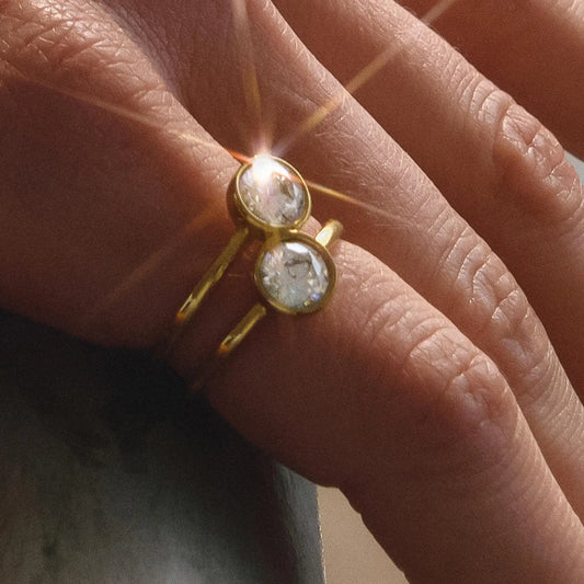 18K Gold Non-Tarnish Double Cz Ring