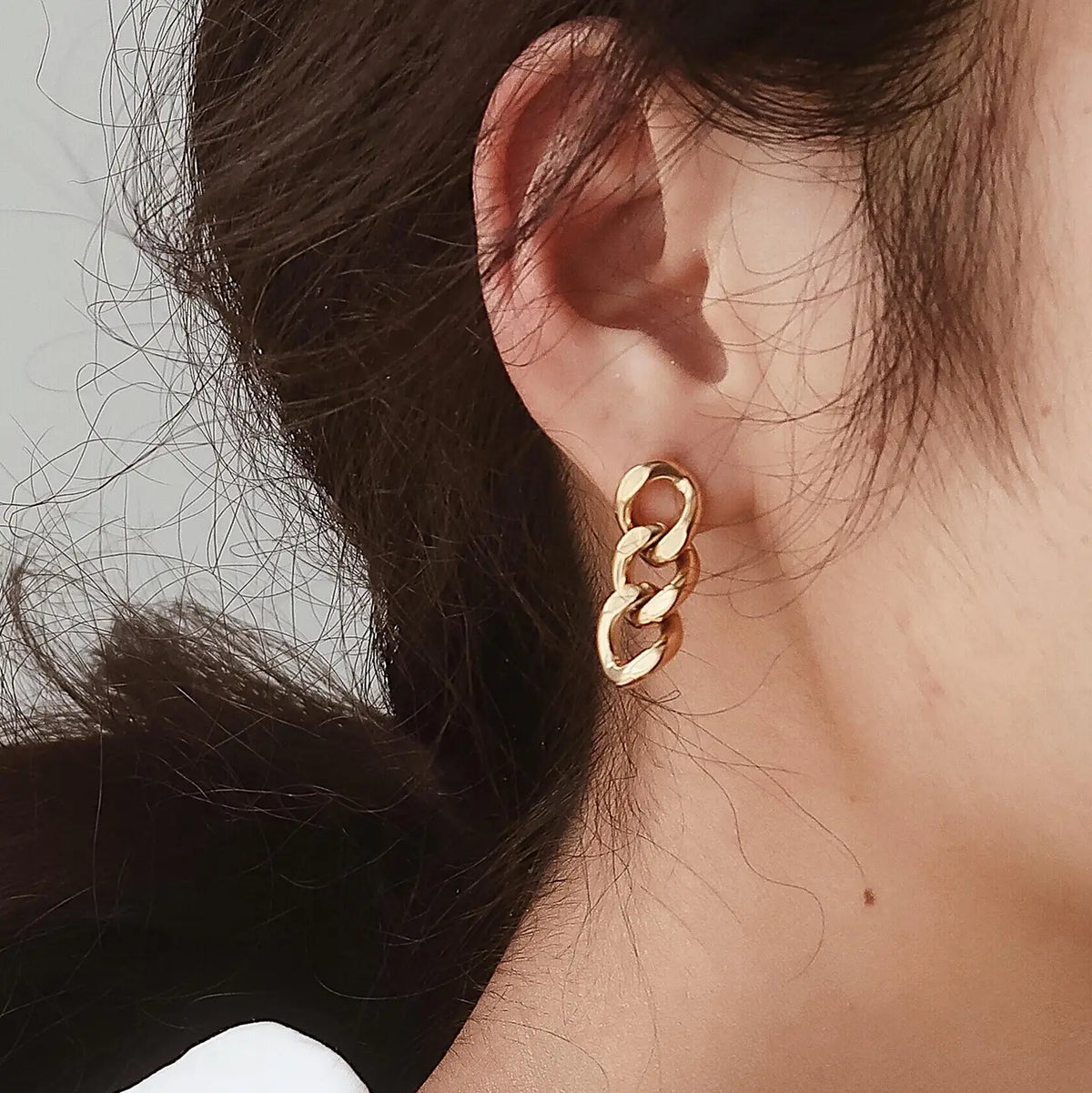 18K Gold Non-Tarnish Chain Link Earrings
