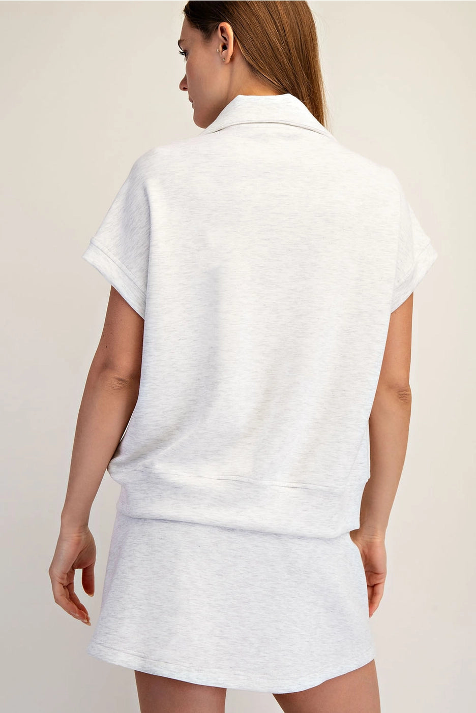 Lily Modal Scuba Quarter Zip Short Sleeve Top