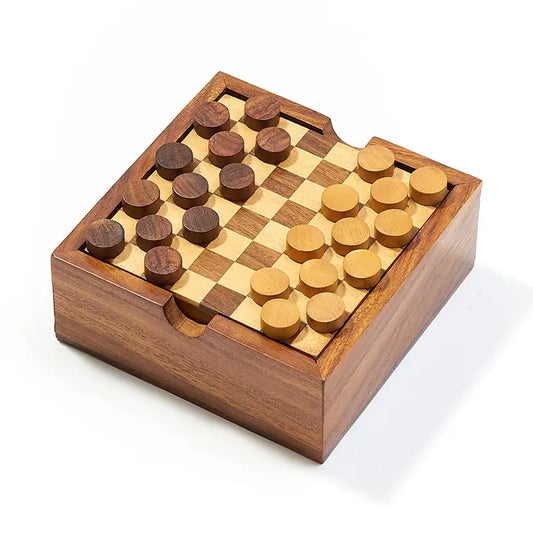 Handcrafted Wood Checkers and Tic Tac Toe Game Set
