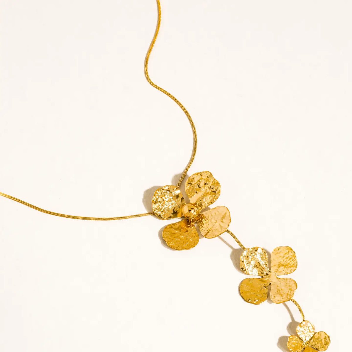 18K Gold Non-Tarnish Large Floral Drop Necklace