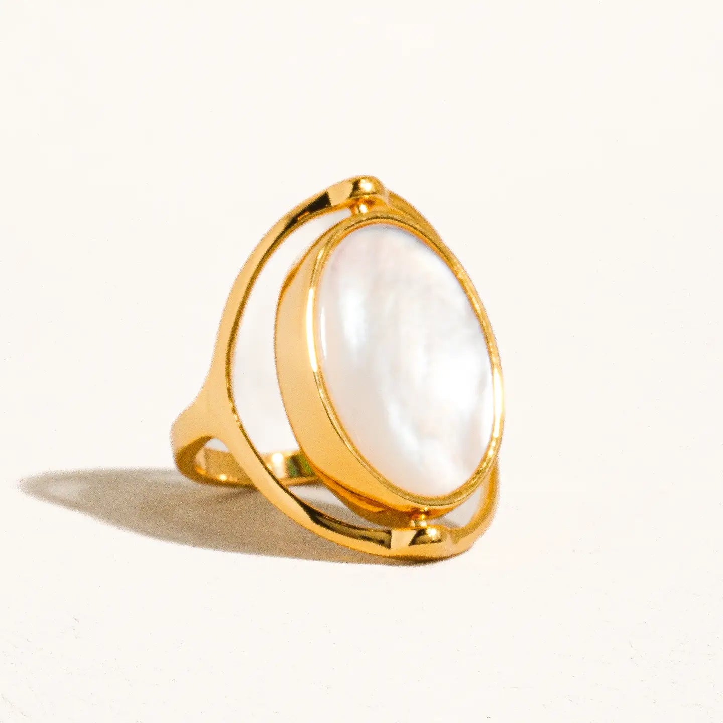 18K Gold Double-Sided Shell Ring