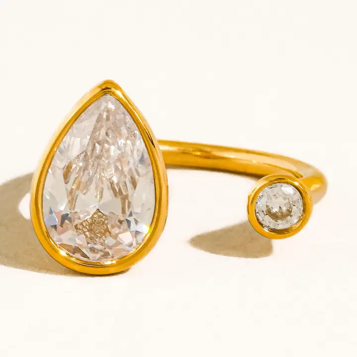 18K Gold Non-Tarnish Tarnish Cz Open Ring