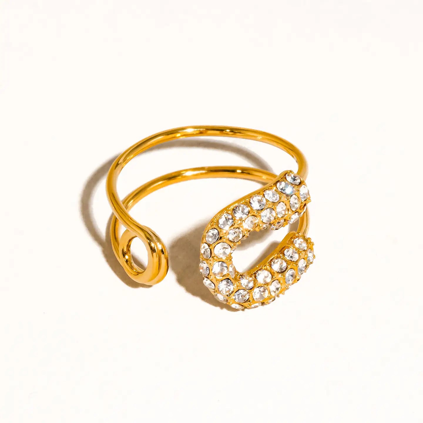 Non-Tarnish Rhinestone Safety Pin Ring