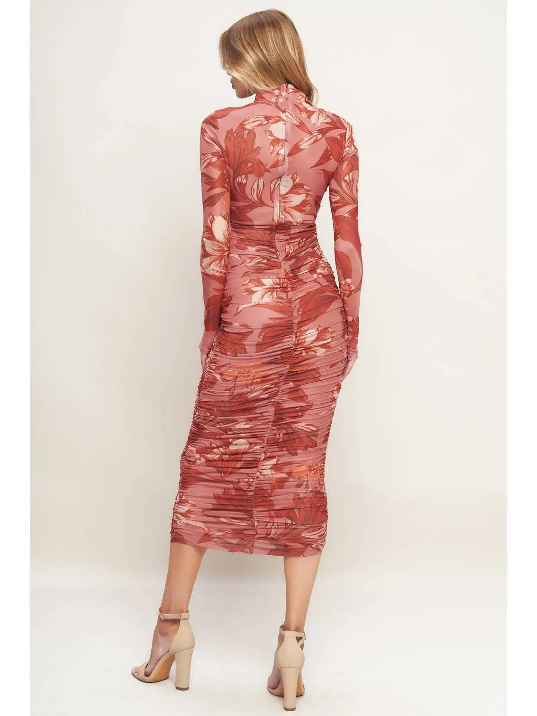 Lana Printed Mesh Midi Dress