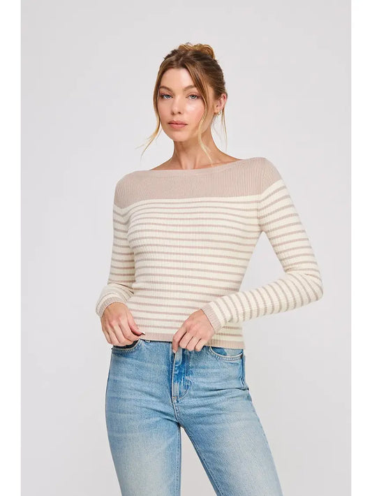 Wrenley Striped Ribbed Knit Top