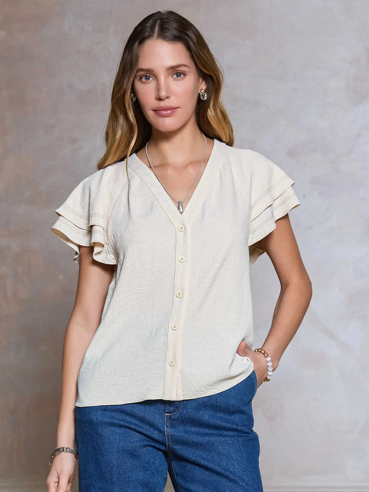 Soren Flutter Sleeve Blouse