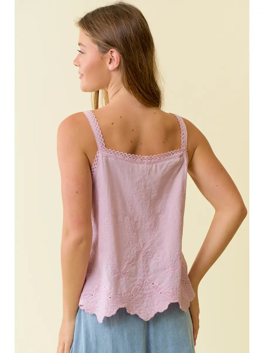 Waverly Scallop Button Down Tank Top