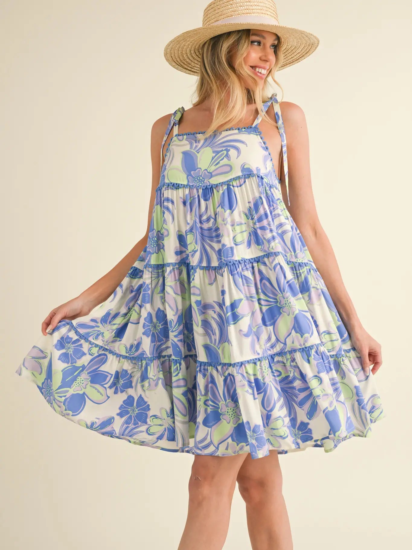Haley Printed Tiered Mini Dress
