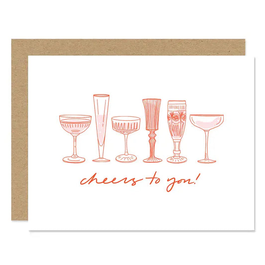 Vintage Champagne Glasses "Cheers To You!" Card