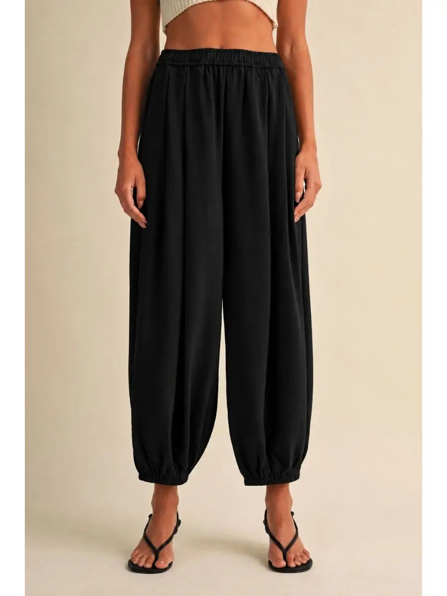Senny Satin Elastic Waistband Balloon Pants