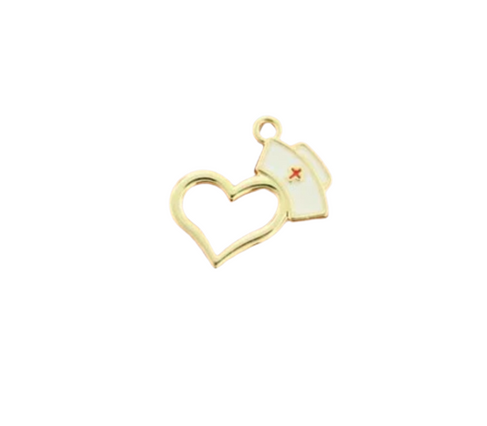 Gold Nurse Heart Charm