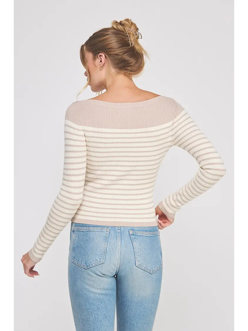 Wrenley Striped Ribbed Knit Top