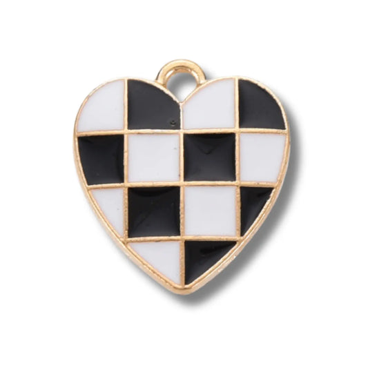 Checkered Heart Charm
