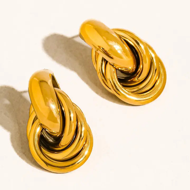 18K Gold Non-Tarnish Knot Hoop Earrings
