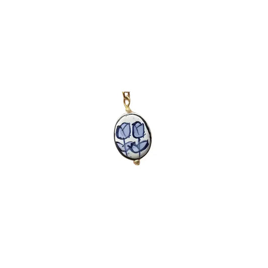 Blue Ceramic Tulip Flower Charm