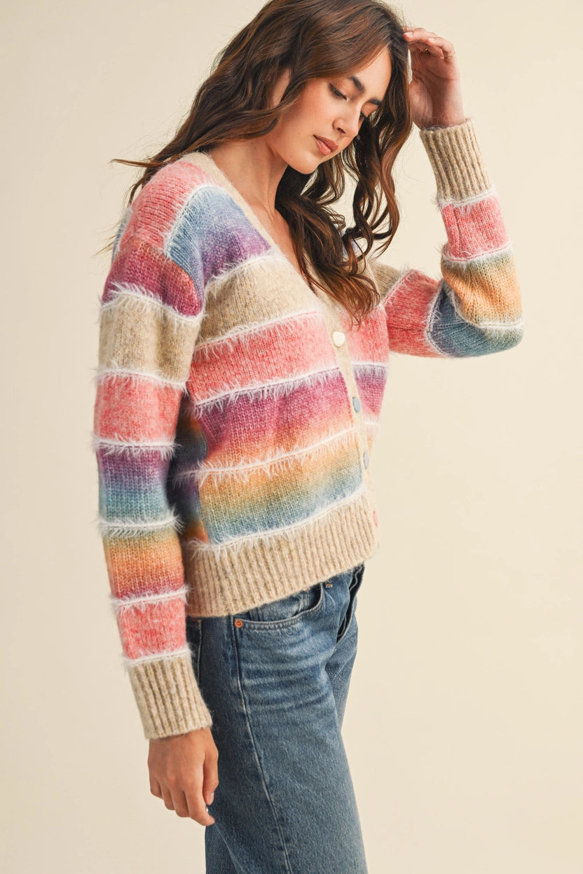 Star Ombre Striped Cardigan