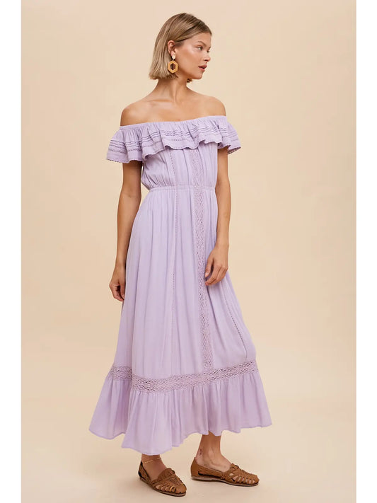 Sadie Lace Detail Tie Waist Maxi Dress