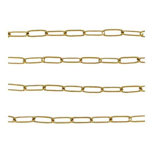 18k Textured Paperclip Charm Chain