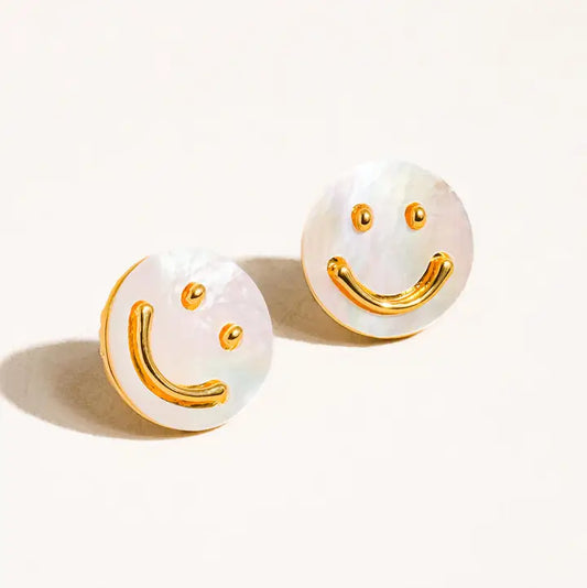 18K Gold Smiley Face Studs