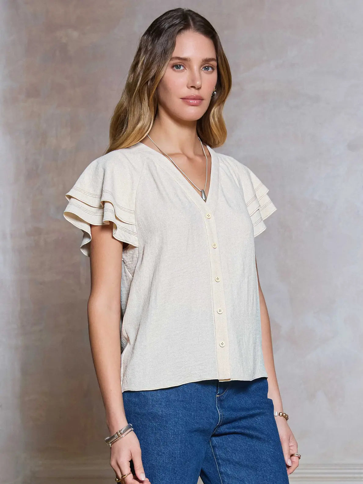 Soren Flutter Sleeve Blouse