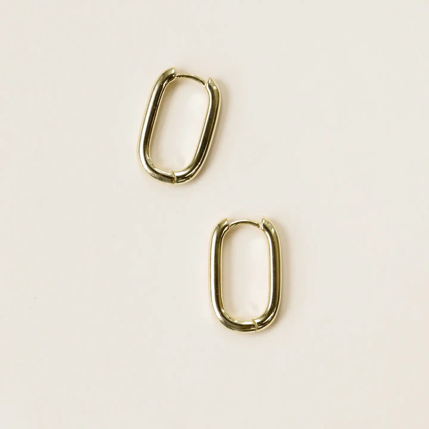 18k Gold Rectangle Gold Hoops