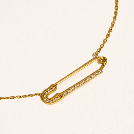 18K Gold Non-Tarnish Dainty Bar Necklace