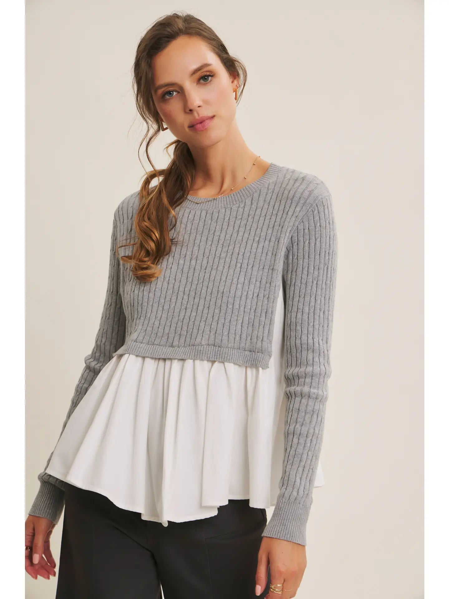 Sadie Cable Knit Peplum Top