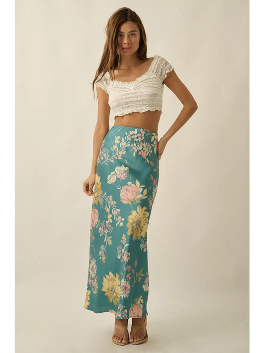 Nellie Floral Maxi Satin Skirt