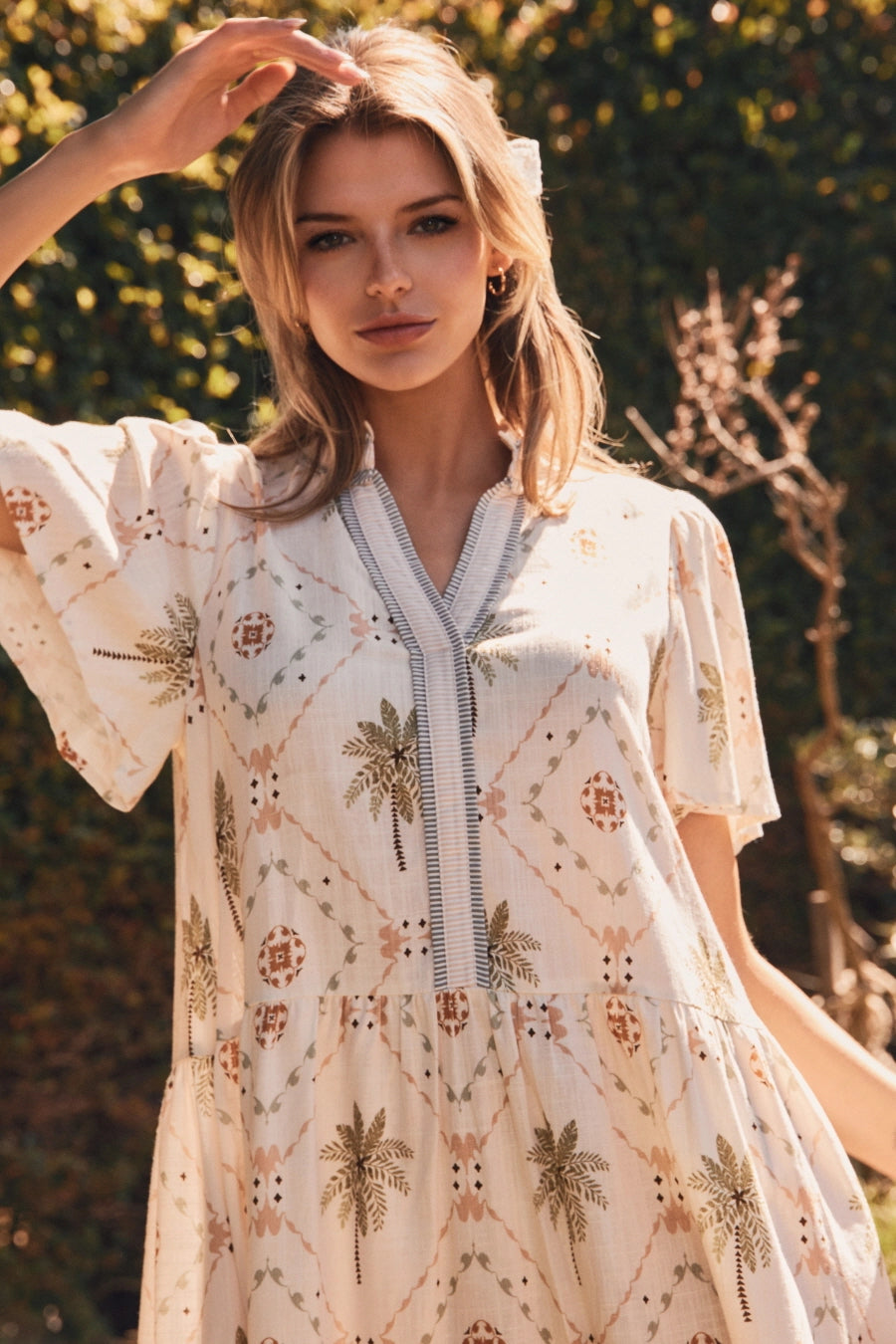 Calla Tropical Printed Woven Mini Dress