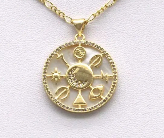 18k Gold Round Lucky Moon Charm