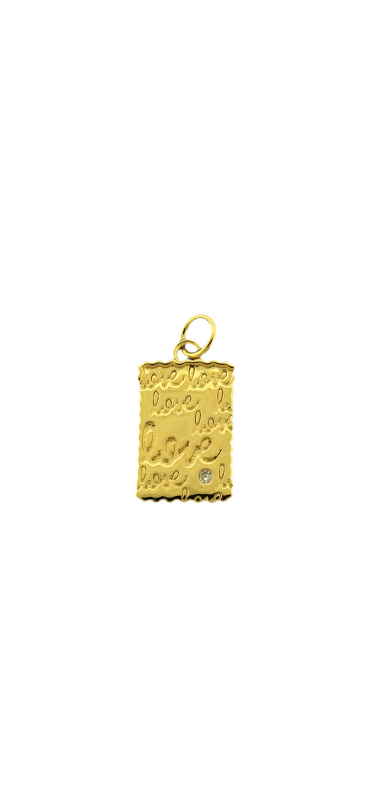 14k Love Script Charm