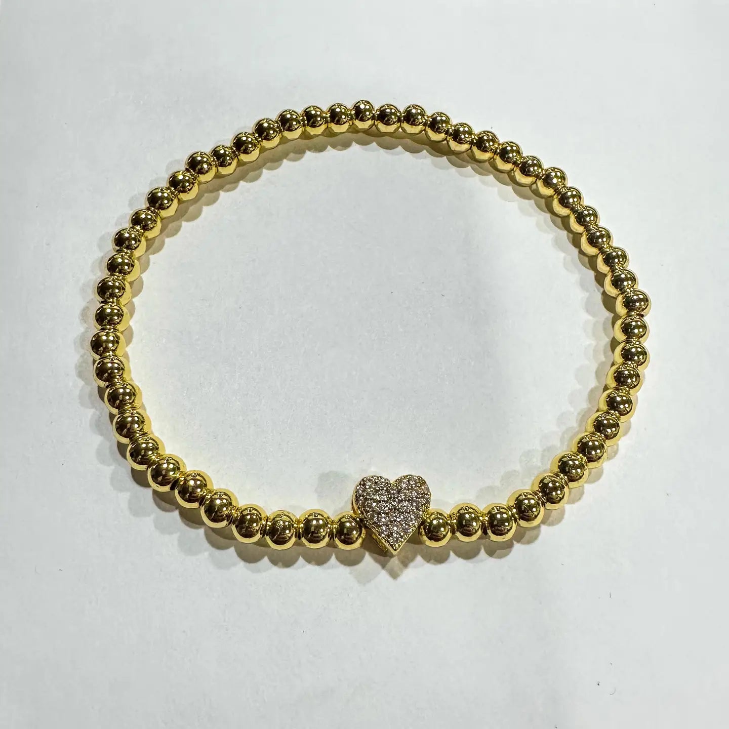 18k Pave Heart Stretch Stackable Bracelet