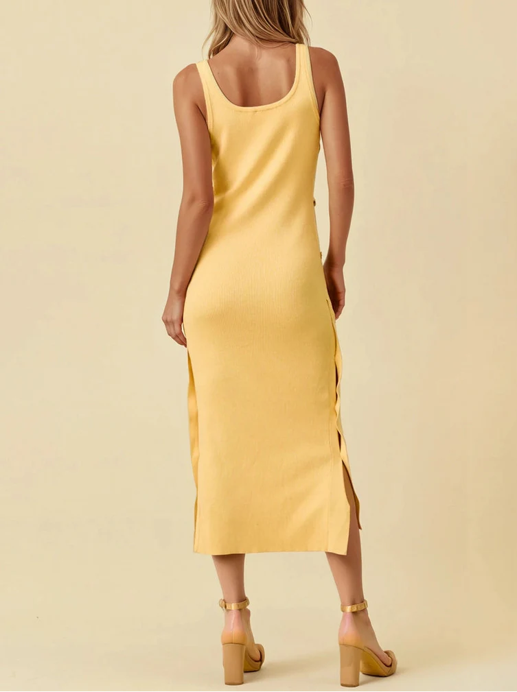 Magnolia Asymmetrical Button Sweater Ribbed Tank