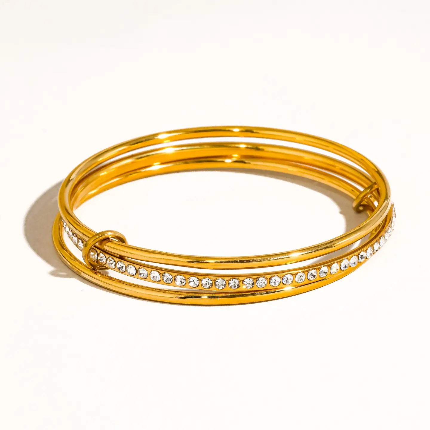 18K Gold Non-Tarnish Rhinestone Stack Bracelet