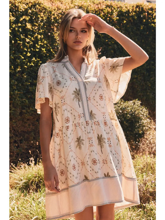 Calla Tropical Printed Woven Mini Dress
