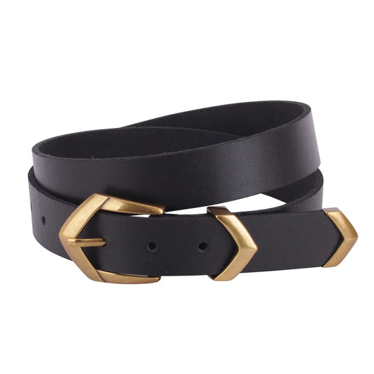 Angular Chevron Buckle Leather Belt