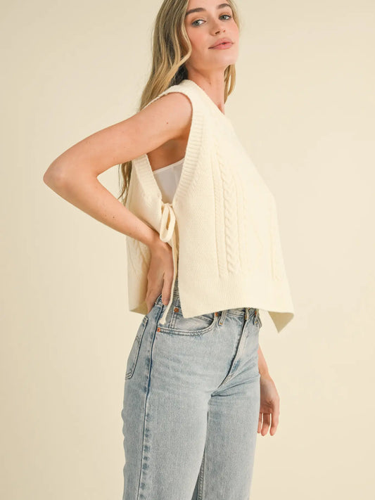 Pearl Cable Knit Side Tie Vest