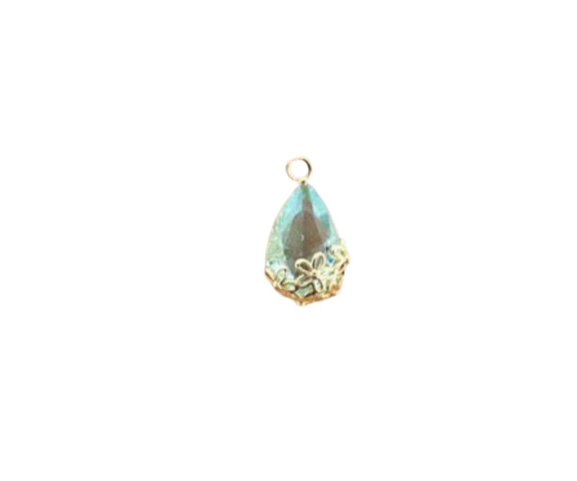 Turquoise & Gold Glass Pendant Charm