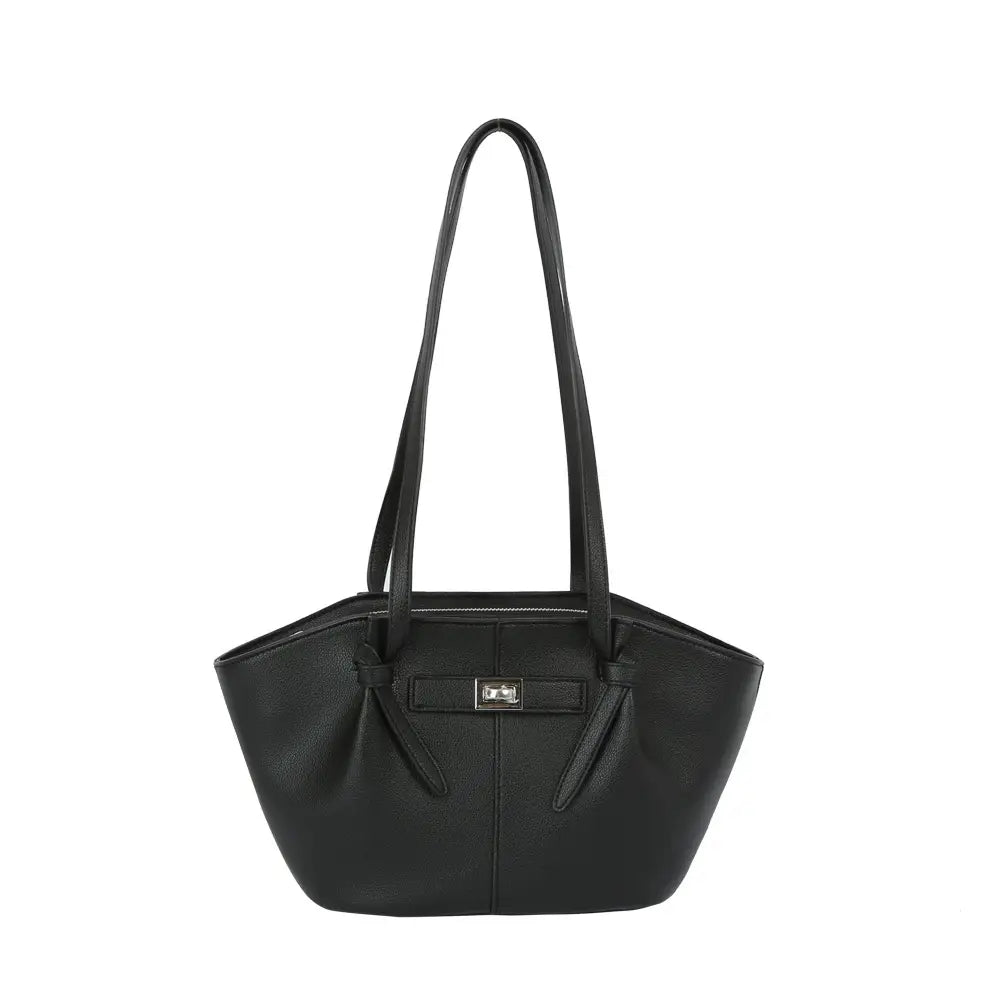 Twist Lock Winged Shoulder Tote Bag