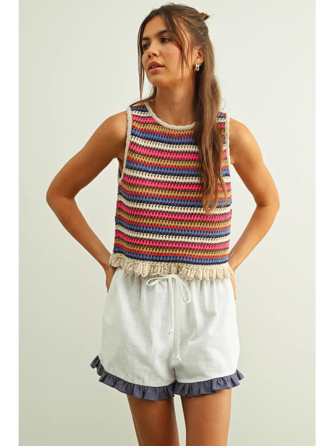 Kara Multi Color Sleeveless Knit Top