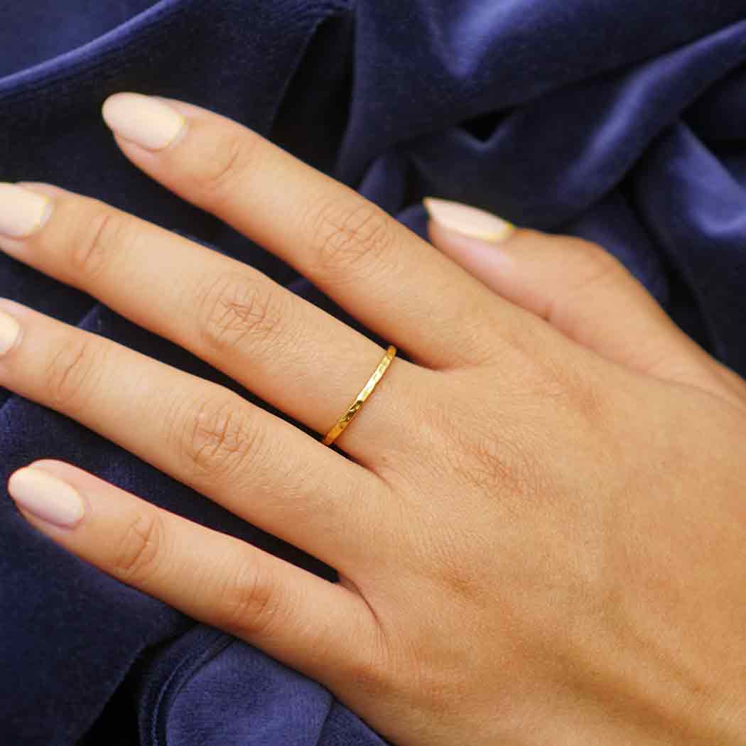 24k Gold Plated Hammer Finish Stacking Rings