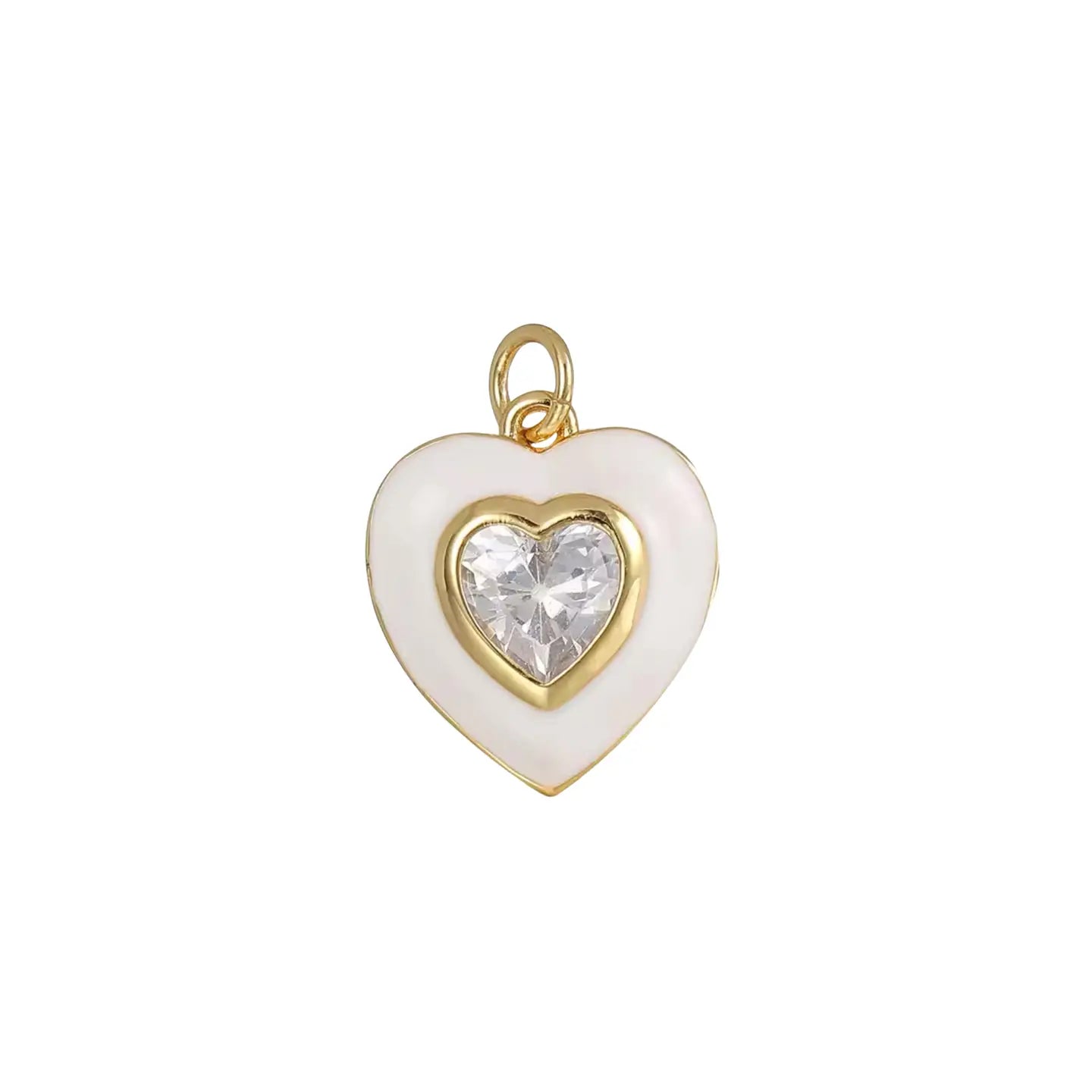 14k White Heart Charm