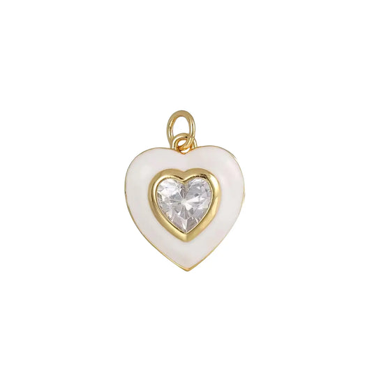 14k White Heart Charm
