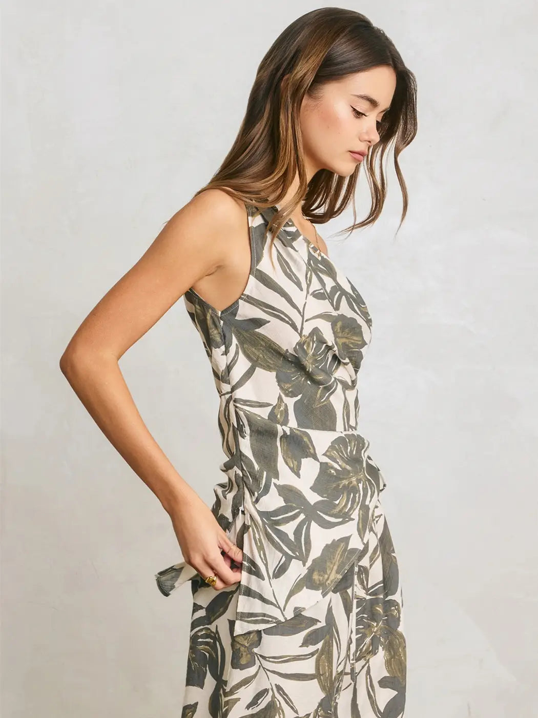 Cora Palms One Shoulder Ruched Top